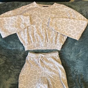 Leopard Cropped & Short Sweat Set
